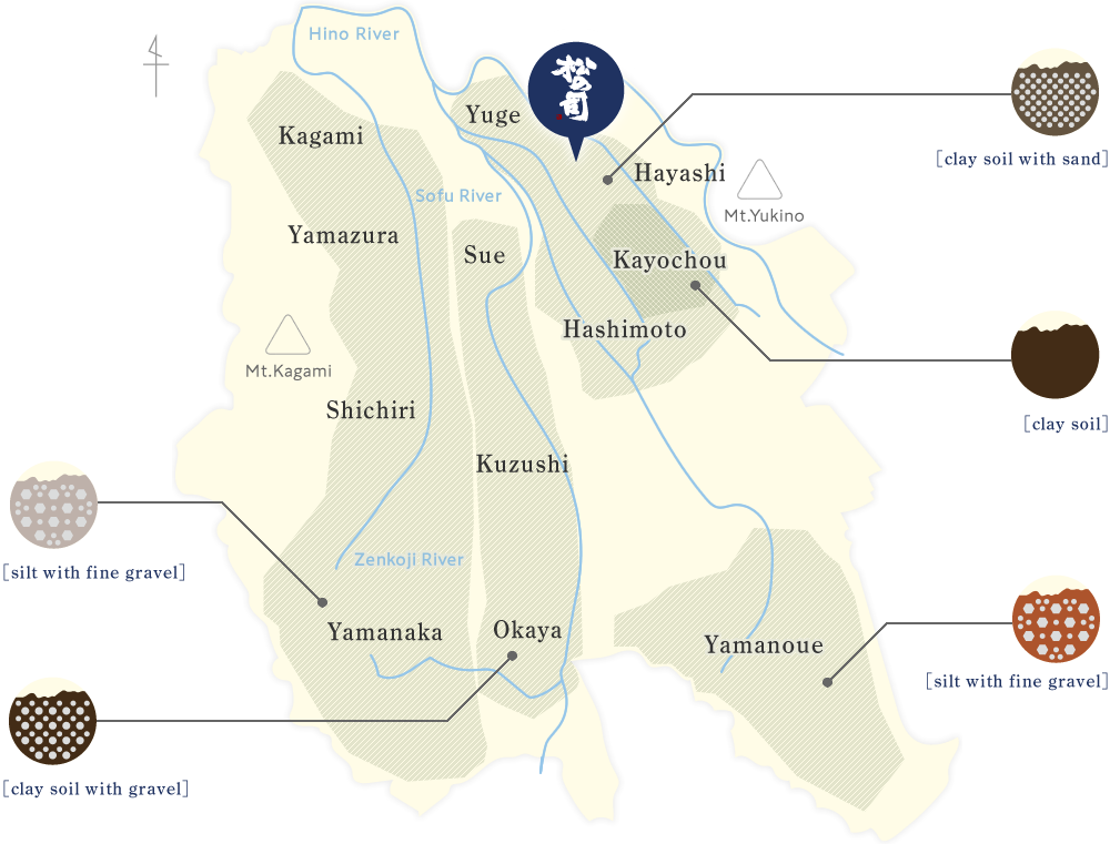 Ryuou Yamadanishiki Rice Growing Area Map